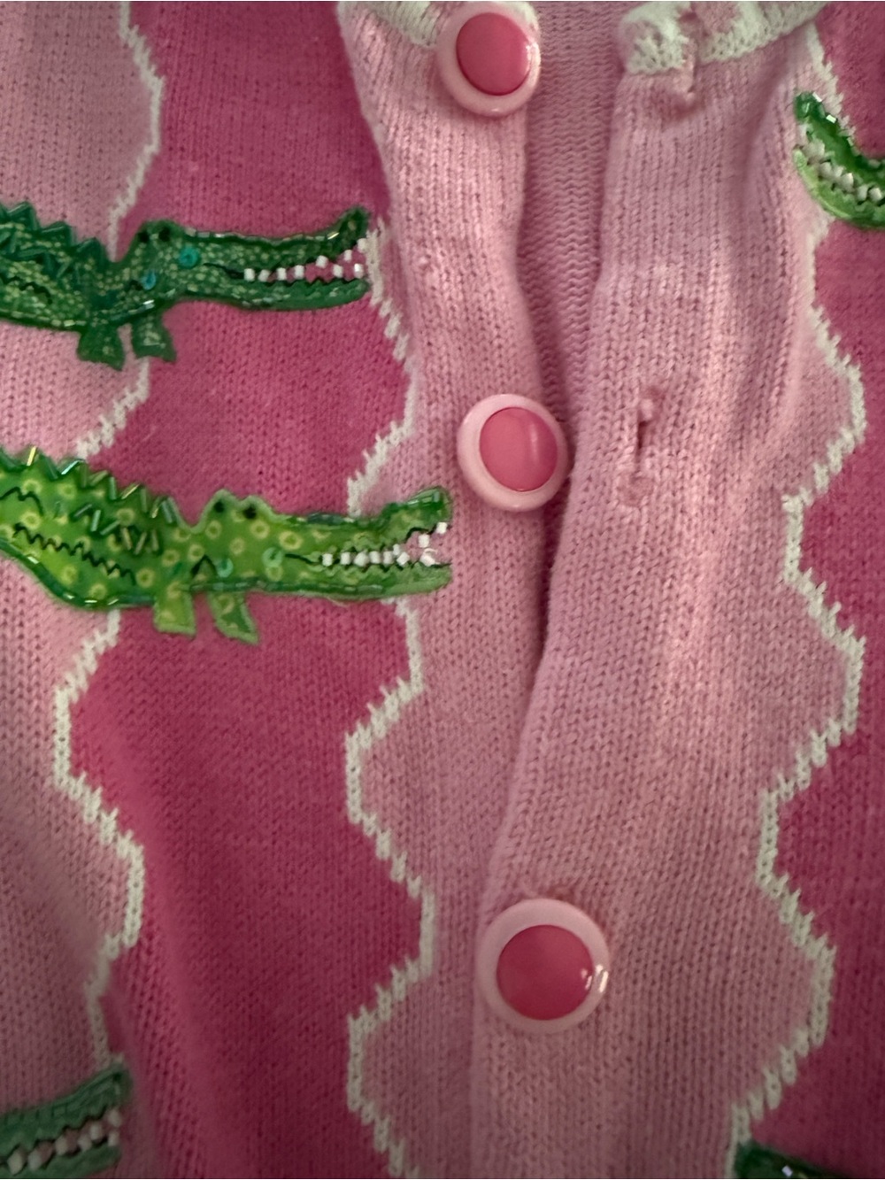 Vintage Design Options Alligator Pink Green Beaded Embroidered Art Wear 90s M - Picture 7 of 12